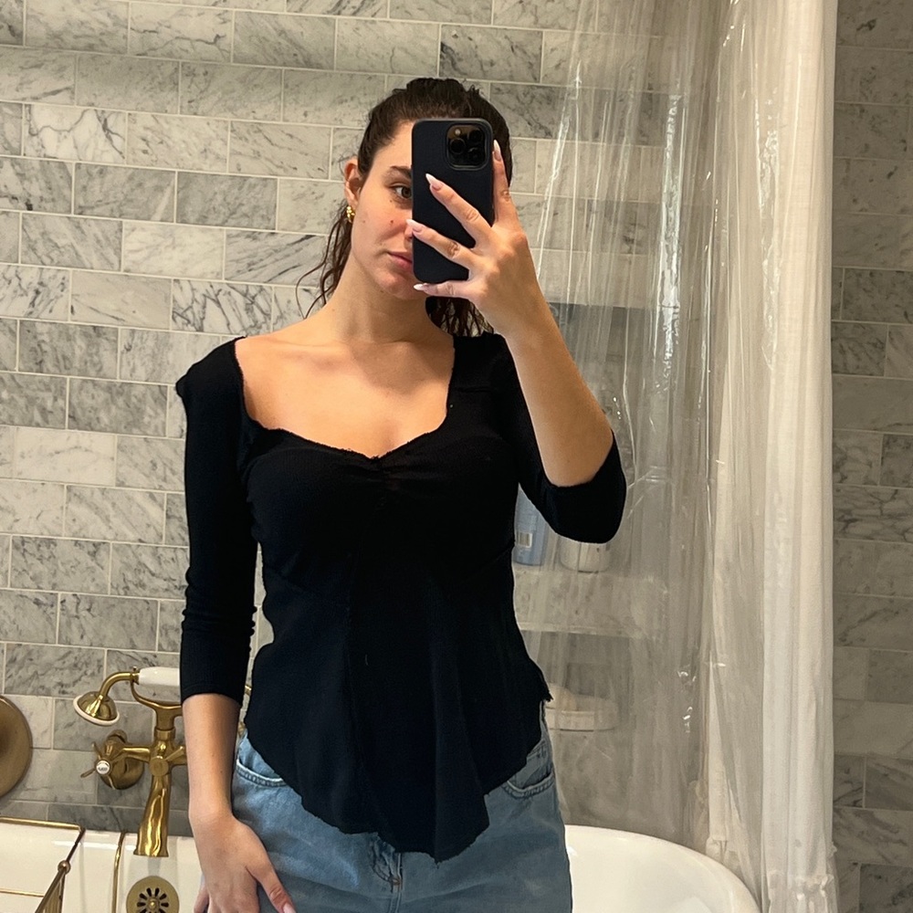 Intimately Free People Black Long Sleeve Top